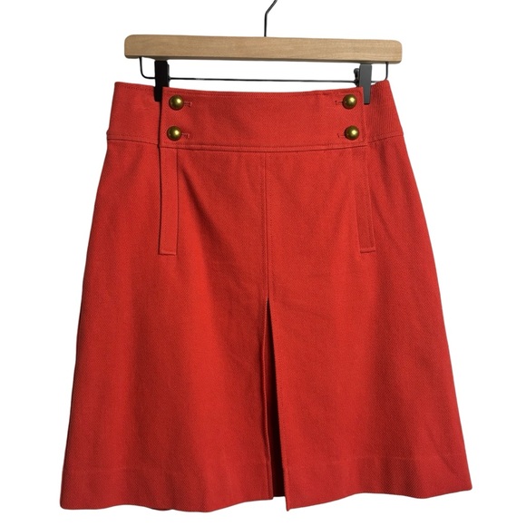 Tory Burch Red Canyon Thea Skirt. With Gold Buttons Size 4 - Picture 2 of 8